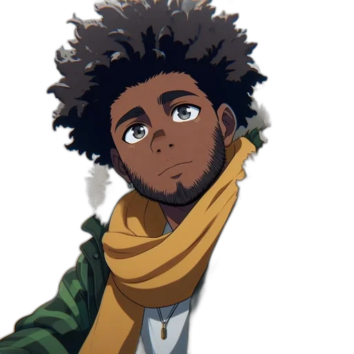 face, jacket, staff, mask, anime, cartoon, pixel art, concept art transparent PNG cut-out