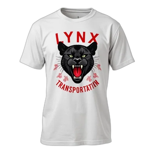white, t-shirt, graphic, design, featuring, stylized, black, panther transparent PNG cut-out