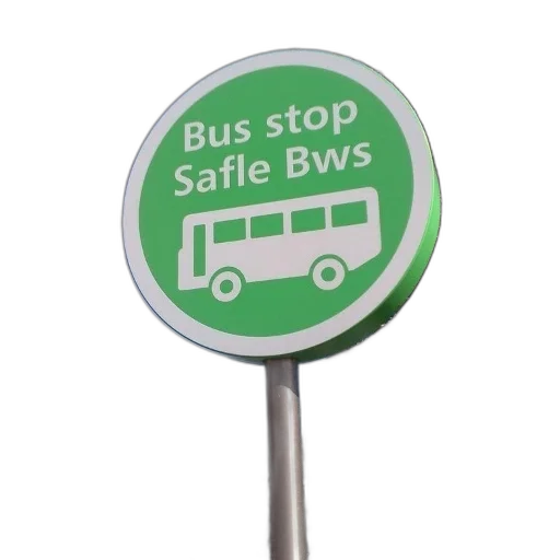 staff, green, white, circular, sign, words, bus, stop transparent PNG cut-out