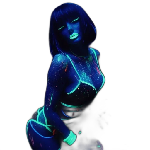 robot, dress, mask, 3d render, vaporwave, concept art, fantasy art, neon lights transparent PNG cut-out