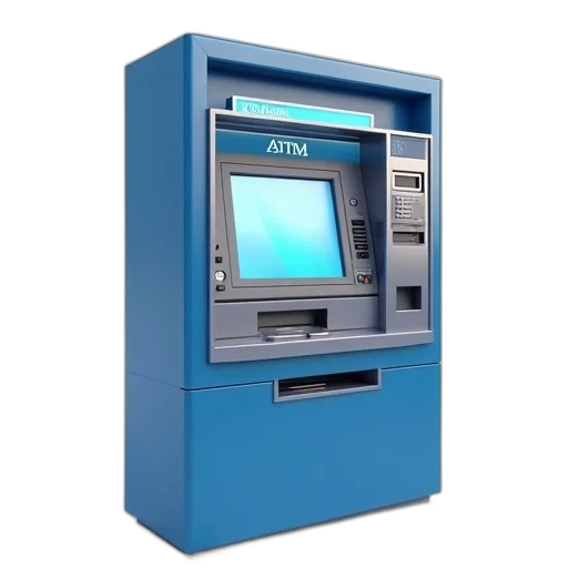 3d render, vaporwave, blue, atm, symbol, icon, payment, sign transparent PNG cut-out