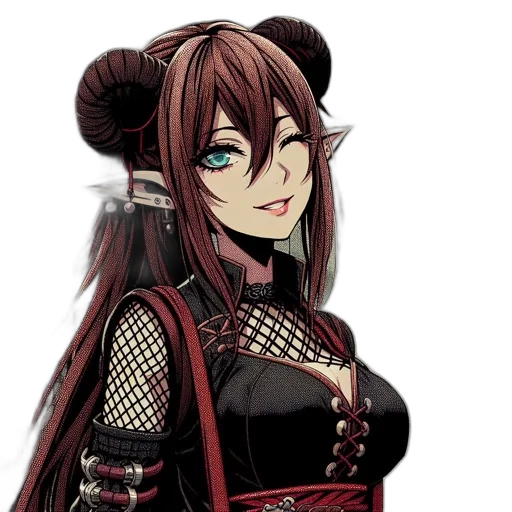 staff, pixel art, anime, concept art, fantasy art, dark, red, elf-like transparent PNG cut-out