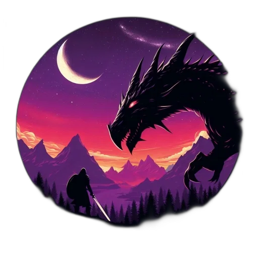 dragon, creature, fantasy art, pixel art, concept art, vaporwave, night, dark transparent PNG cut-out