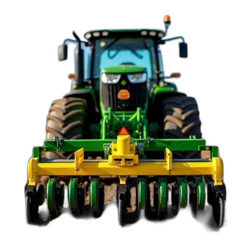 weapon, close-up, view, green, tractor, yellow, attachment, front transparent PNG cut-out