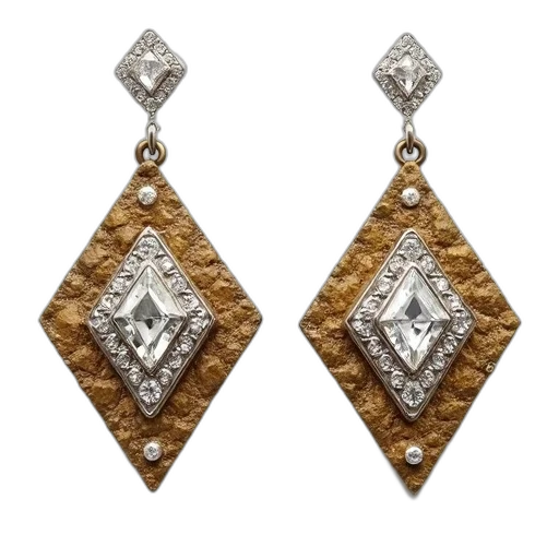jewelry, pair, earrings, geometric, design, featuring, central, diamond transparent PNG cut-out
