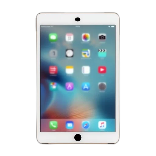 white, tablet, black, camera, lens, front, displayed, against transparent PNG cut-out