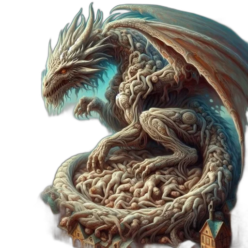 dragon, creature, sword, staff, fantasy art, concept art, photorealistic, 3d render transparent PNG cut-out