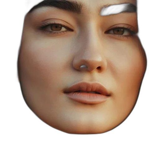 face, mask, jewelry, robot, photorealistic, 3d render, concept art, vaporwave transparent PNG cut-out