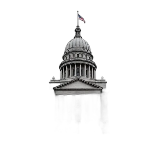 building, large, ornate, dome, two, american, flags, flying transparent PNG cut-out