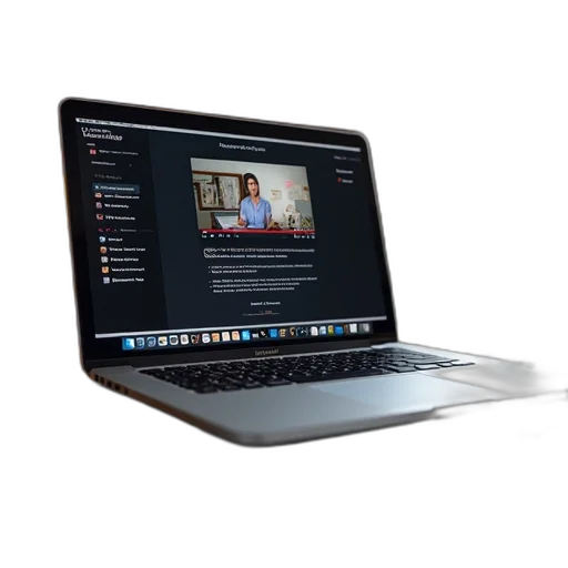 staff, laptop, computer, screen, video, reel, above, show transparent PNG cut-out