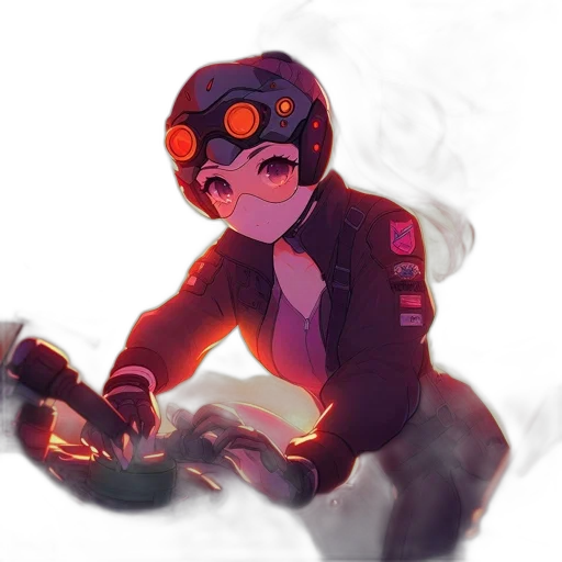 staff, weapon, jacket, robot, concept art, anime, cyberpunk, pixel art transparent PNG cut-out