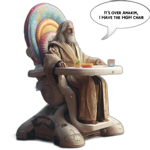 furniture, robot, concept art, albus, dumbledore, sits, baby-like, high transparent PNG cut-out