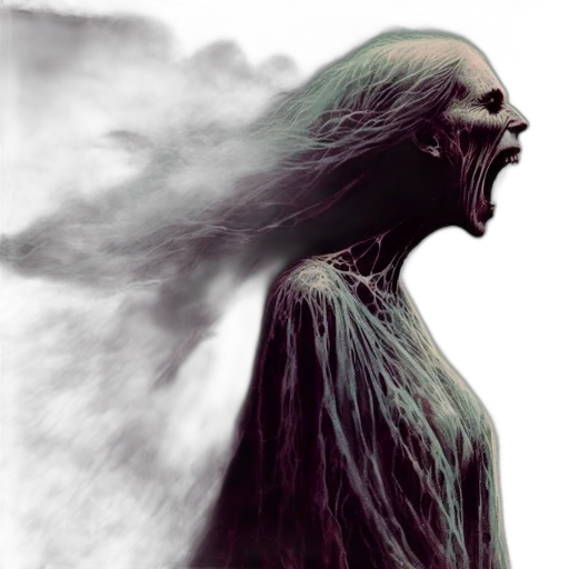 creature, hair, face, mask, concept art, fantasy art, photorealistic, comic book art transparent PNG cut-out