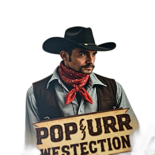 hat, concept art, comic book art, close-up, book, cover, featuring, cowboy transparent PNG cut-out