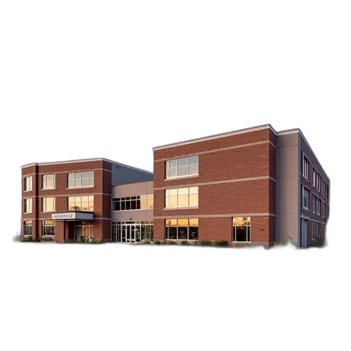 building, 3d render, photorealistic, front transparent PNG cut-out