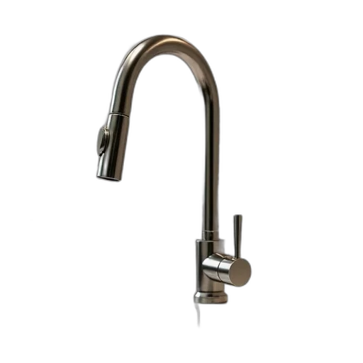 staff, 3d render, modern, kitchen, stainless, steel, faucet, over transparent PNG cut-out