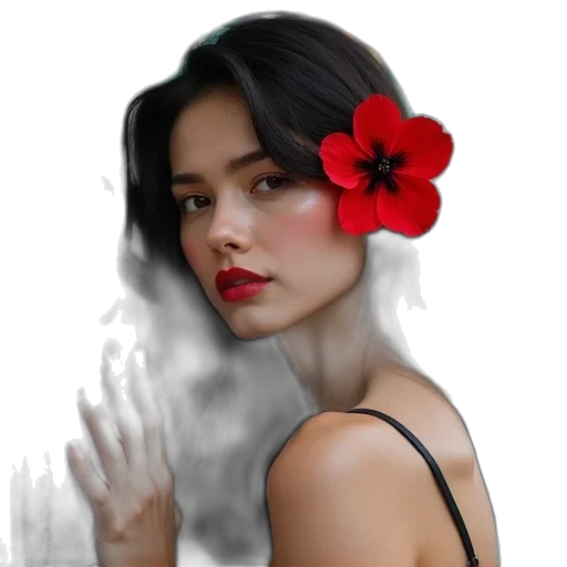 flower, face, dress, crown, photorealistic, oil painting, fantasy art, watercolor transparent PNG cut-out