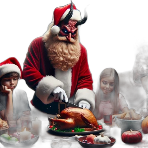photorealistic, concept art, inside, festive, room, family, enjoys, feast transparent PNG cut-out
