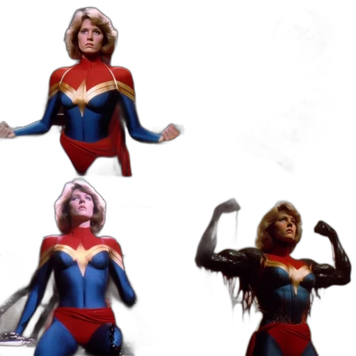 comic book art, concept art, captain, marvel, carol, danvers, transitions, through transparent PNG cut-out
