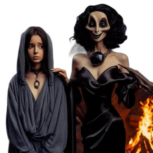 mask, concept art, fantasy art, comic book art, 3d render, fire, dark, two transparent PNG cut-out