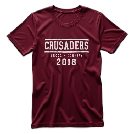 maroon, t-shirt, text, crusaders, 2018, cross, country, front transparent PNG cut-out