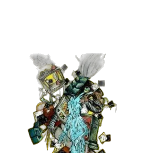 robot, weapon, dragon, staff, concept art, 3d render, pixel art, fantasy art transparent PNG cut-out