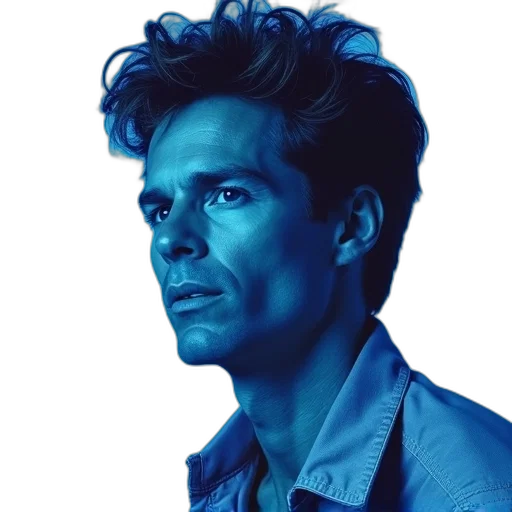 face, jacket, hair, vaporwave transparent PNG cut-out