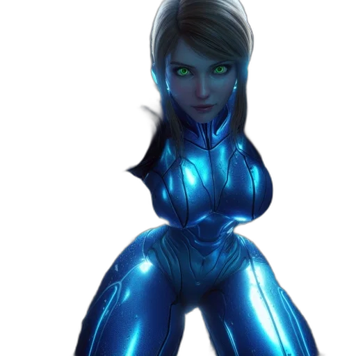 robot, staff, concept art, cyberpunk, fantasy art, comic book art, neon lights, blue transparent PNG cut-out