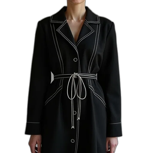 jacket, dress, staff, black, white, pinstrips, pipdles, waist transparent PNG cut-out