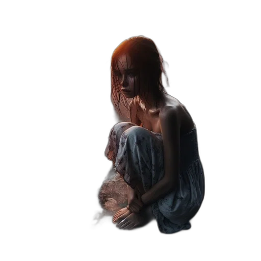 dress, hair, creature, face, concept art, photorealistic, 3d render, pixel art transparent PNG cut-out