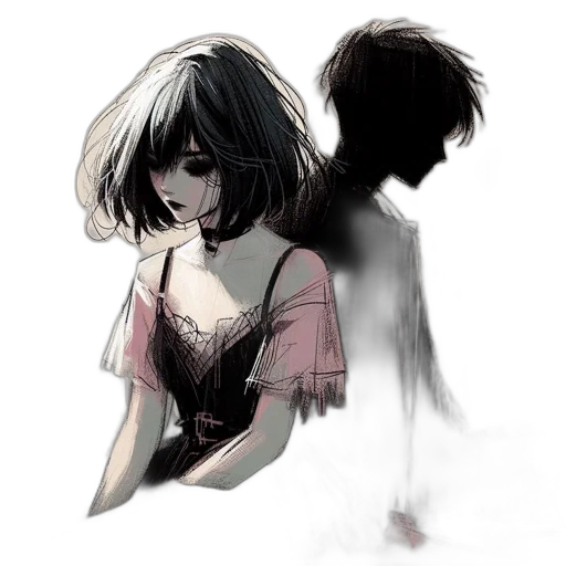 dress, mask, creature, face, concept art, watercolor, anime, comic book art transparent PNG cut-out