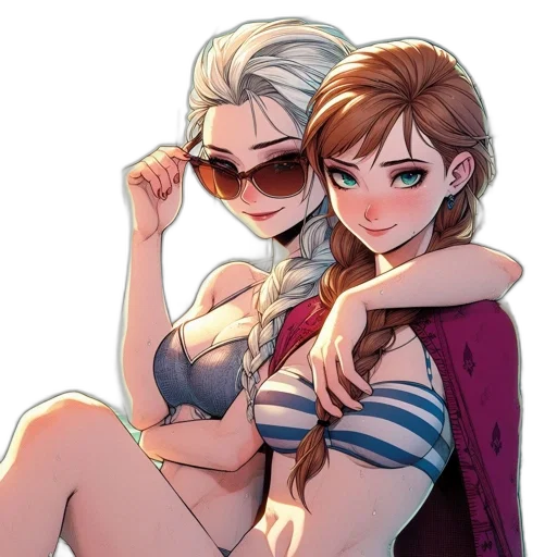 anime, cartoon, comic book art, concept art, beach, fire, underwater, colorful transparent PNG cut-out