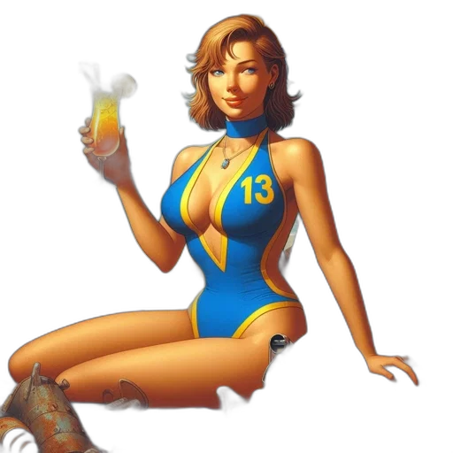 dress, pixel art, concept art, comic book art, fantasy art, woman, blue, swimsuit transparent PNG cut-out