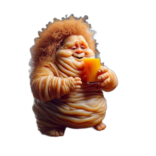 food, creature, animal, bottle, 3d render, photorealistic, concept art, vaporwave transparent PNG cut-out