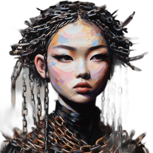 hair, face, mask, crown, fantasy art, photorealistic, cyberpunk, concept art transparent PNG cut-out