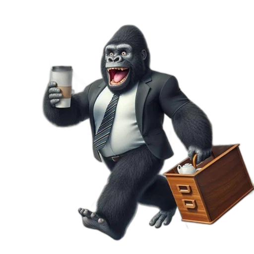 animal, creature, concept art, cartoon, oversized, formally, dressed, gorilla transparent PNG cut-out