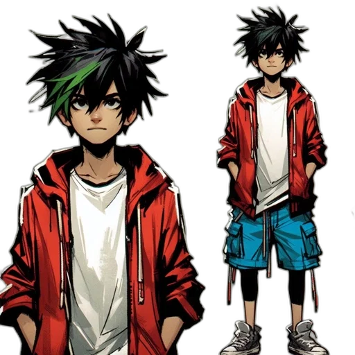 jacket, concept art, comic book art, anime, cartoon, green, red, neon transparent PNG cut-out