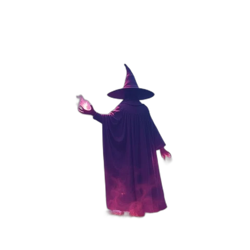 staff, hat, dress, mask, pixel art, concept art, 3d render, vaporwave transparent PNG cut-out