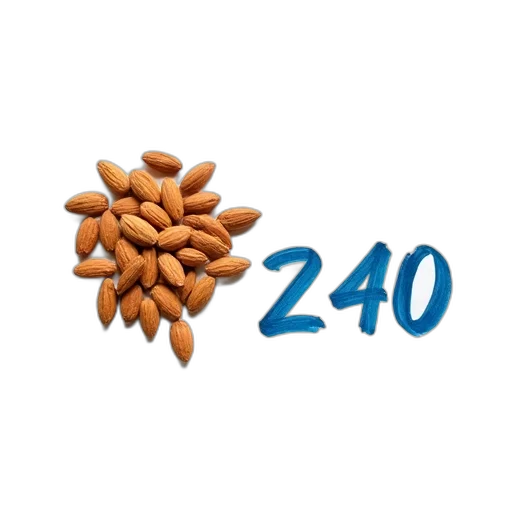 food, 3d render, pile, almonds, scattered, white, surface, number transparent PNG cut-out