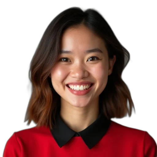 staff, face, jacket, hair, photorealistic, oil painting, red, woman transparent PNG cut-out