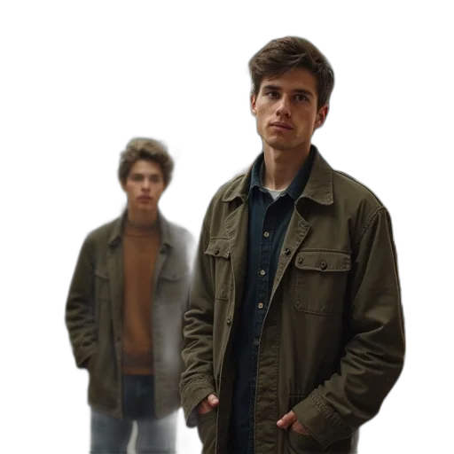 jacket, face, hair, shoes, concept art, 3d render, photorealistic, pixel art transparent PNG cut-out