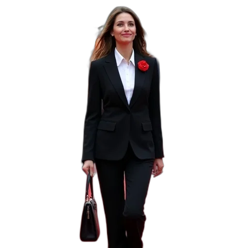 jacket, staff, red, woman, black, business, suit, white transparent PNG cut-out
