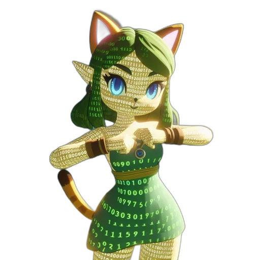 dress, staff, 3d render, concept art, pixel art, fantasy art, green, animated transparent PNG cut-out