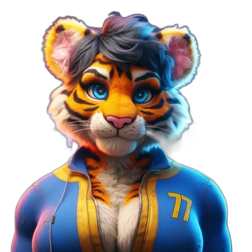 animal, jacket, staff, concept art, 3d render, fantasy art, pixel art, colorful transparent PNG cut-out