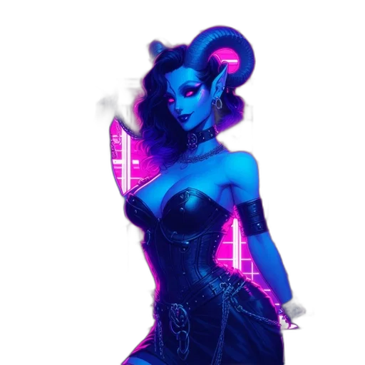 dress, staff, cyberpunk, concept art, fantasy art, pixel art, neon lights, neon transparent PNG cut-out