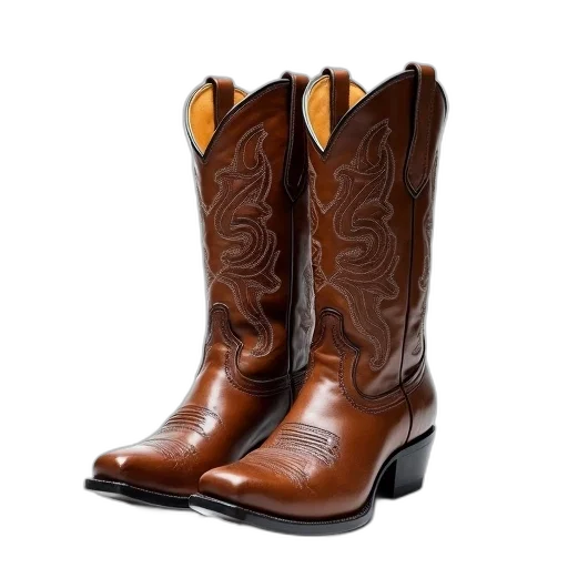 shoes, pair, worn, cowboy, boots, rich, brown, color transparent PNG cut-out