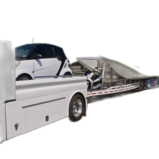 car, 3d render, white, truck, transporting, small, boat, open transparent PNG cut-out