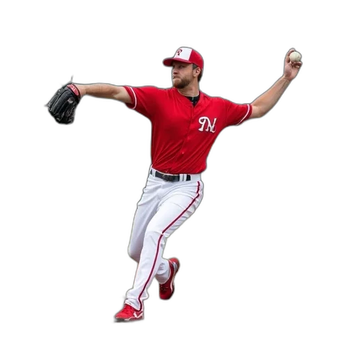 animal, baseball, player, red, jersey, pitching, ball, field transparent PNG cut-out