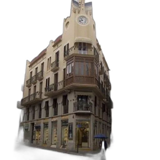 building, furniture, umbrella, dress, 3d render, photorealistic, concept art, city street transparent PNG cut-out