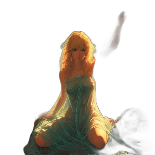 dress, dragon, fantasy art, concept art, watercolor, oil painting, fire, fog transparent PNG cut-out